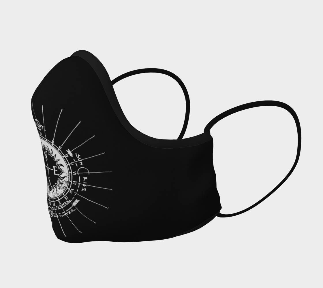 Vintage Compass Design Black and White Face Mask Covering preview #2