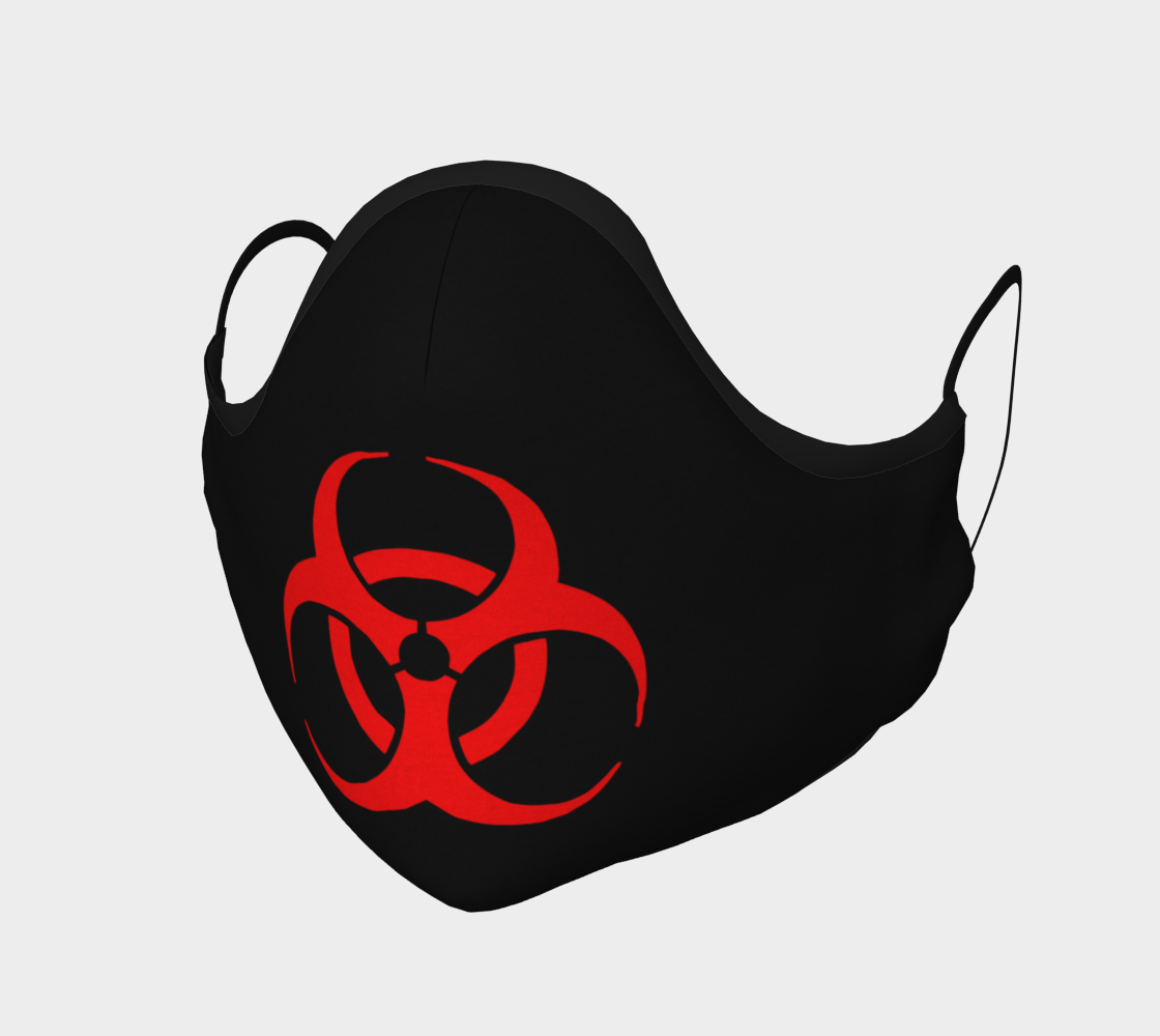 Red Bio Hazard Symbol Sign on Black Face Mask preview #1