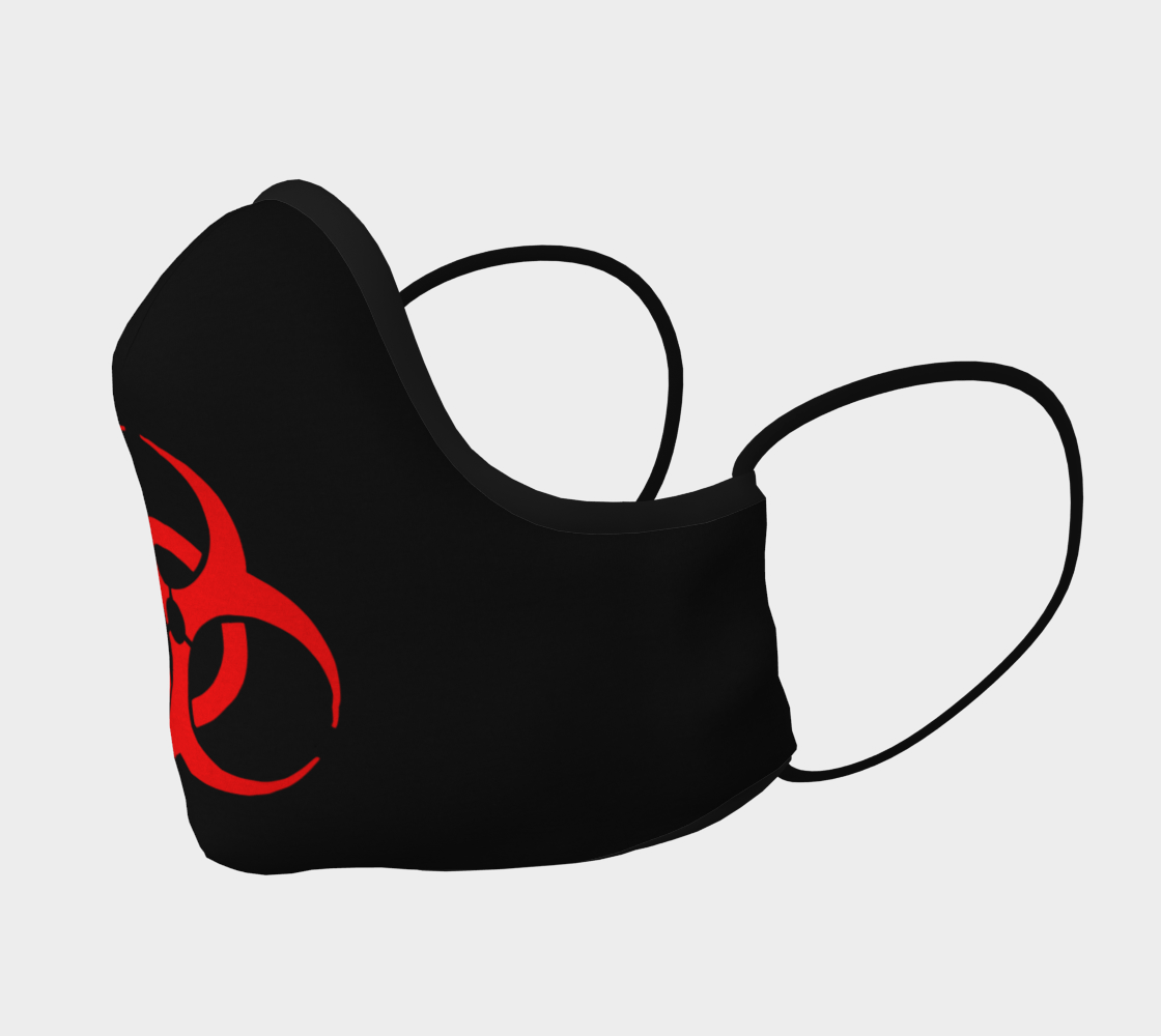 Red Bio Hazard Symbol Sign on Black Face Mask preview #2