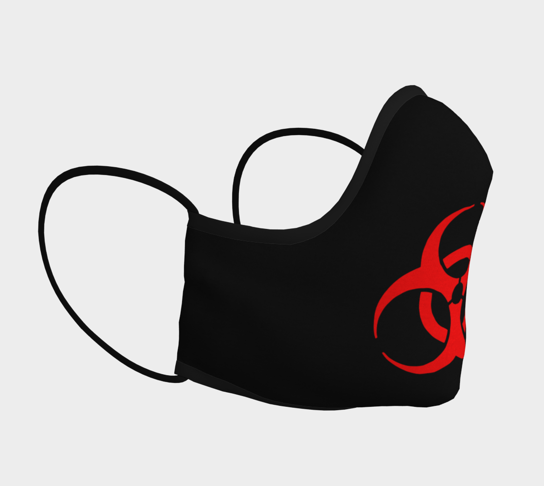Red Bio Hazard Symbol Sign on Black Face Mask preview #3