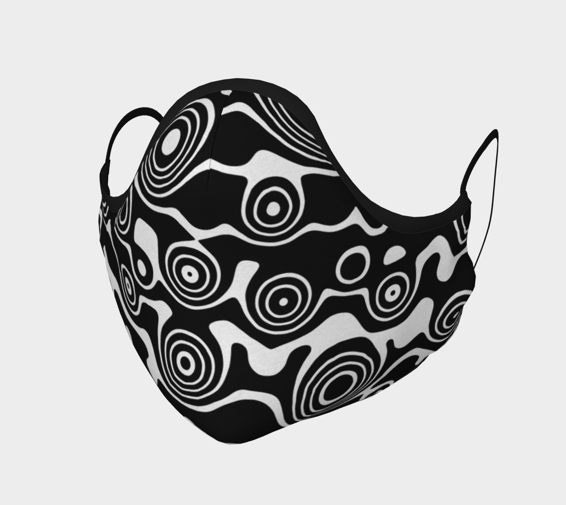 Abstract Black and White Circles Pattern Face Mask Covering preview #1