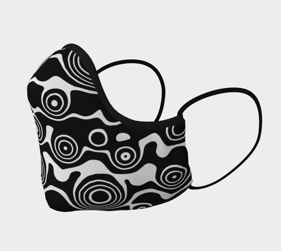 Abstract Black and White Circles Pattern Face Mask Covering preview #2