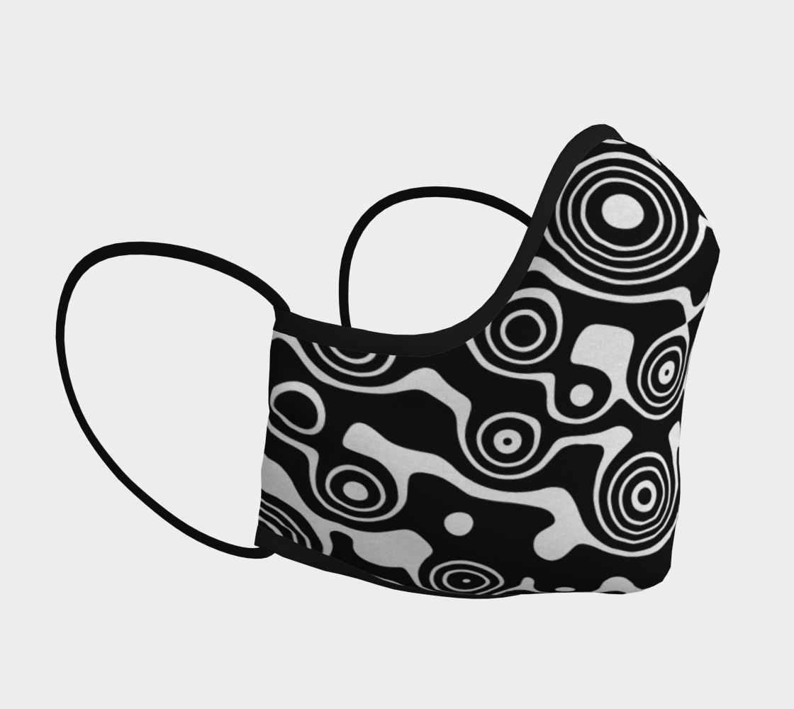 Abstract Black and White Circles Pattern Face Mask Covering preview #3