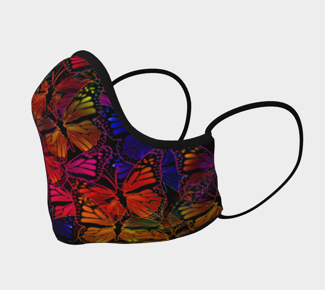 Colorful Dark Rainbow Butterfly Collage Face Mask preview #2