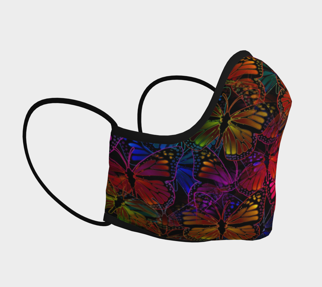 Colorful Dark Rainbow Butterfly Collage Face Mask preview #3