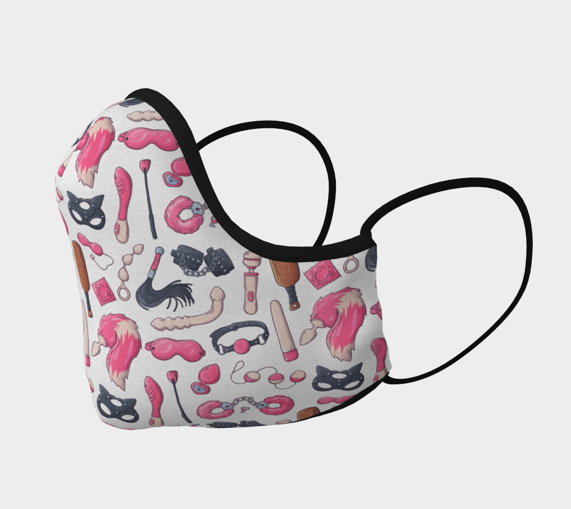 Pink & White Sex Toys Face Mask preview #2