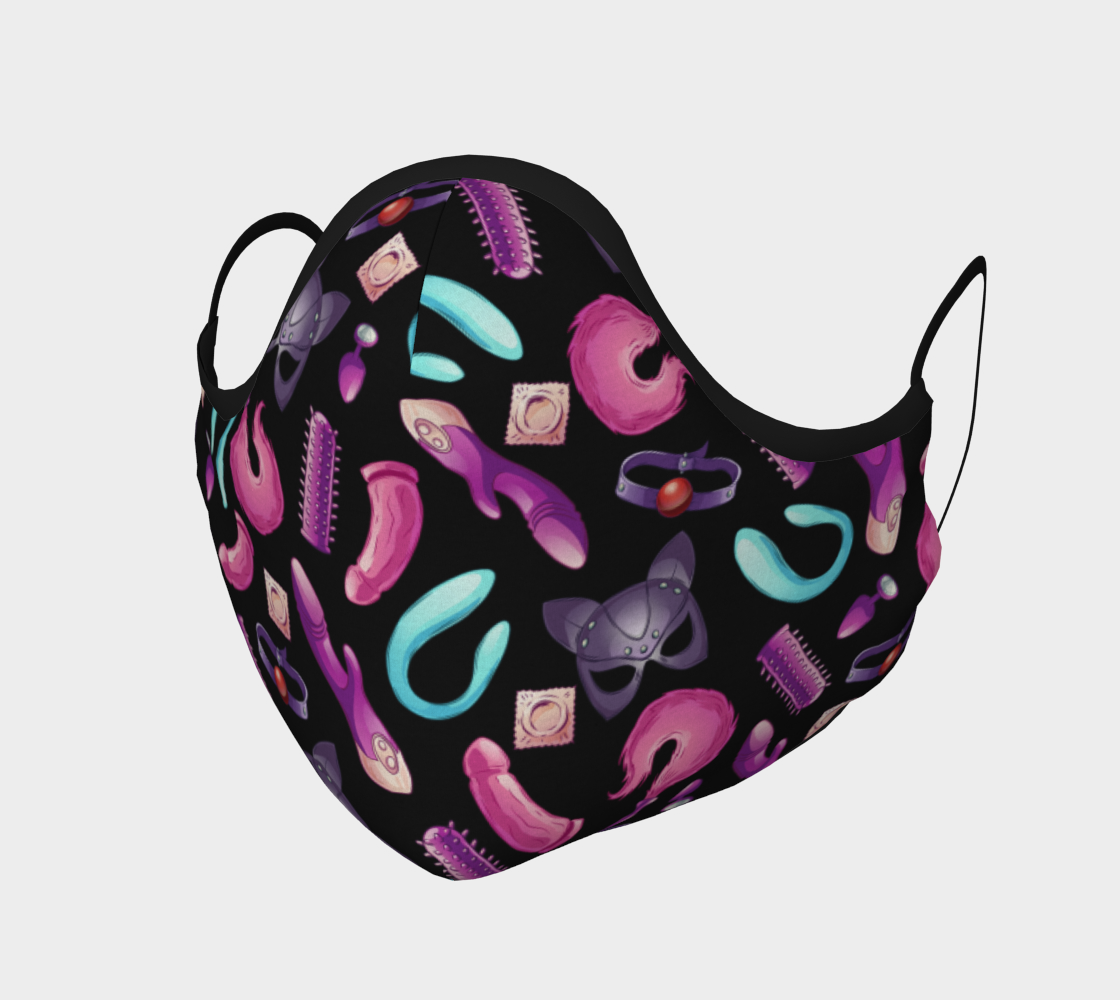 Purple & Black Sex Toys Face Mask 3D preview
