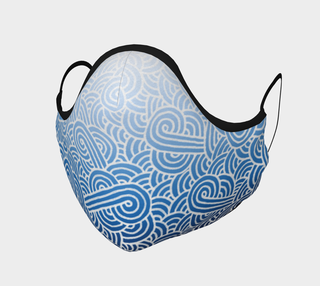 Aperçu de Ombré blue and white swirls doodles Face Covering #1
