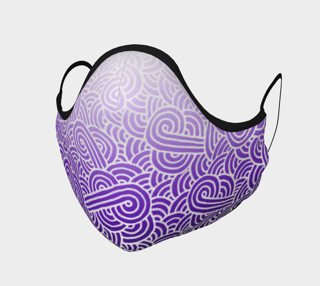 Aperçu de Ombré purple and white swirls doodles Face Covering #1