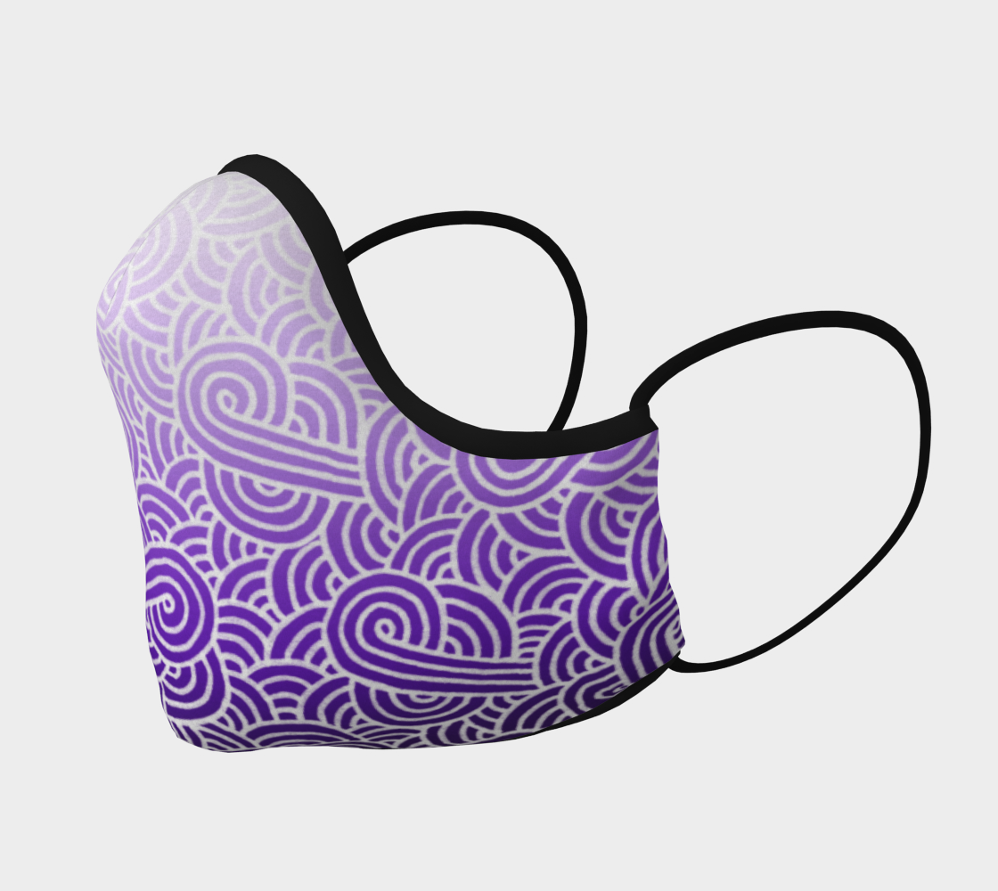 Aperçu de Ombré purple and white swirls doodles Face Covering #2