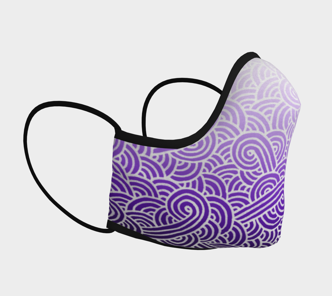 Aperçu de Ombré purple and white swirls doodles Face Covering #3