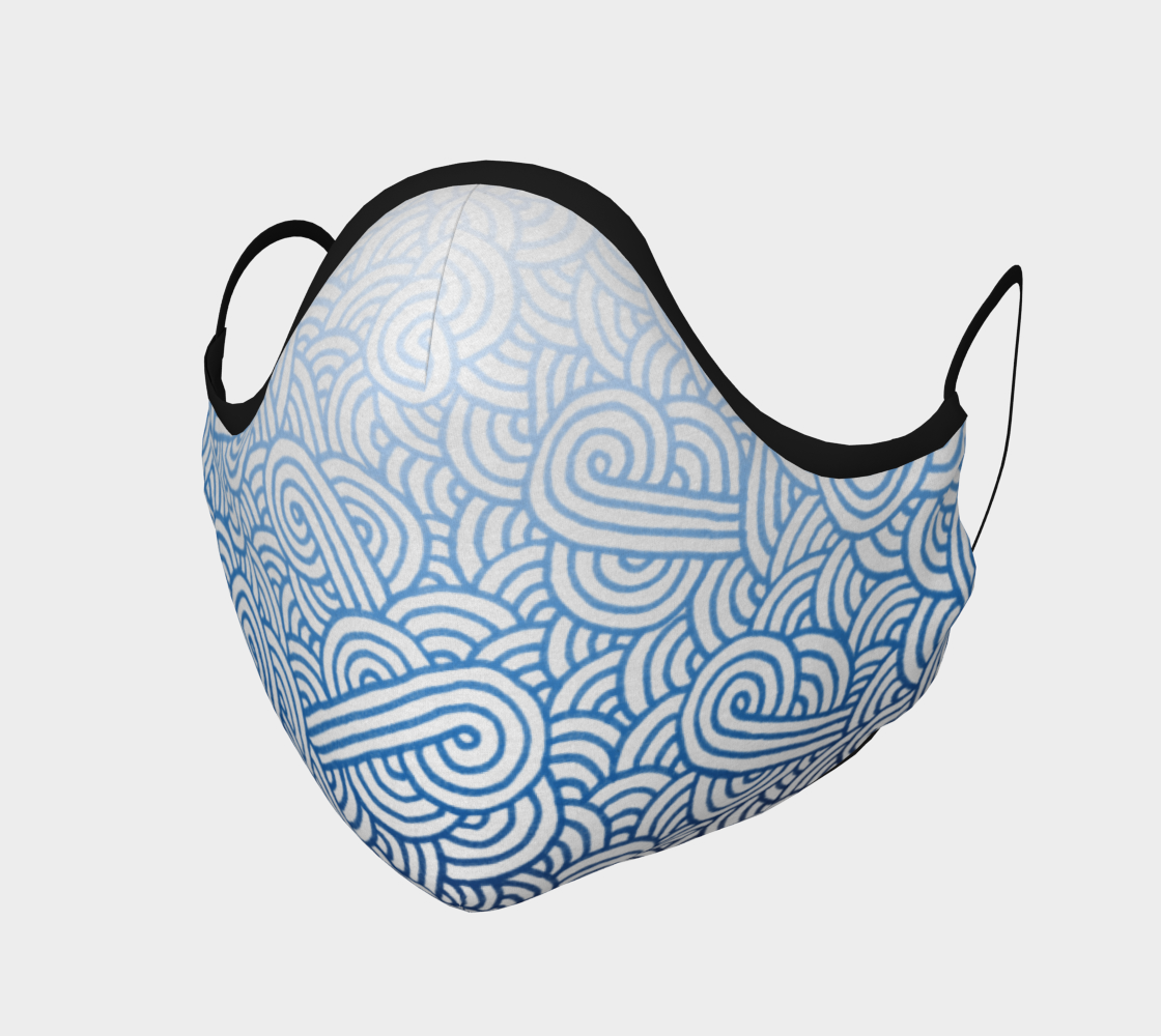 Gradient blue and white swirls doodles Face Covering aperçu