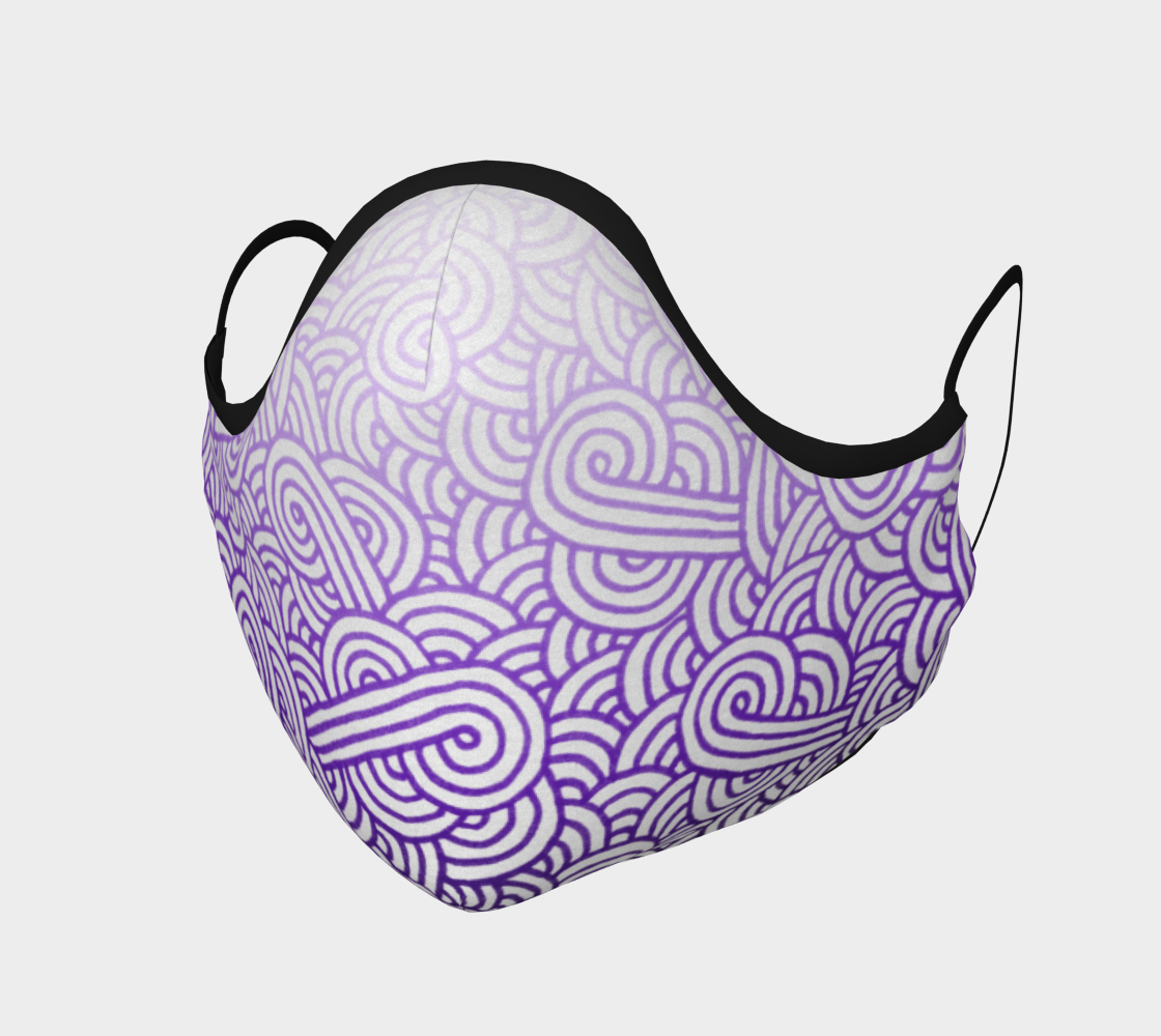 Gradient purple and white swirls doodles Face Covering aperçu