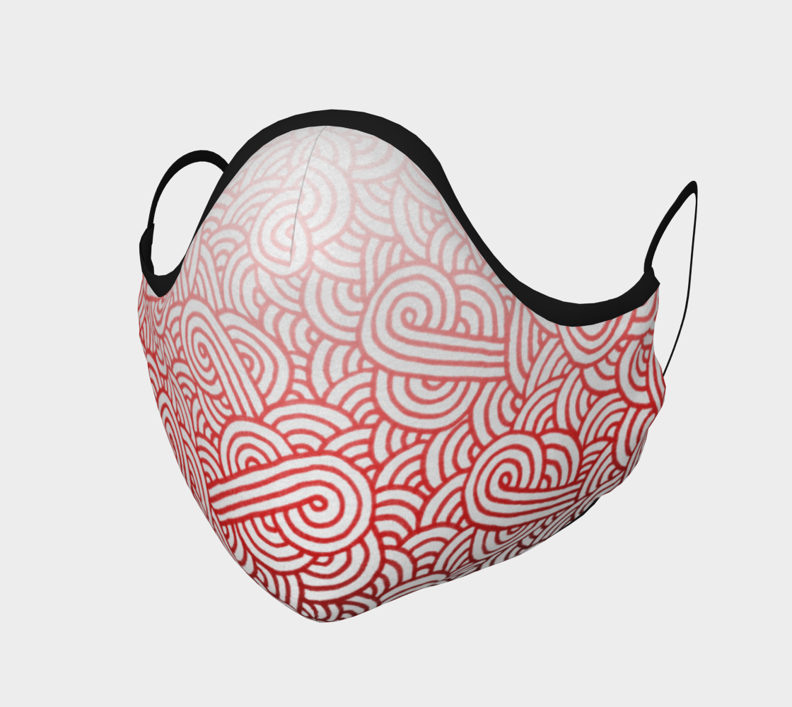 Gradient red and white swirls doodles Face Covering aperçu