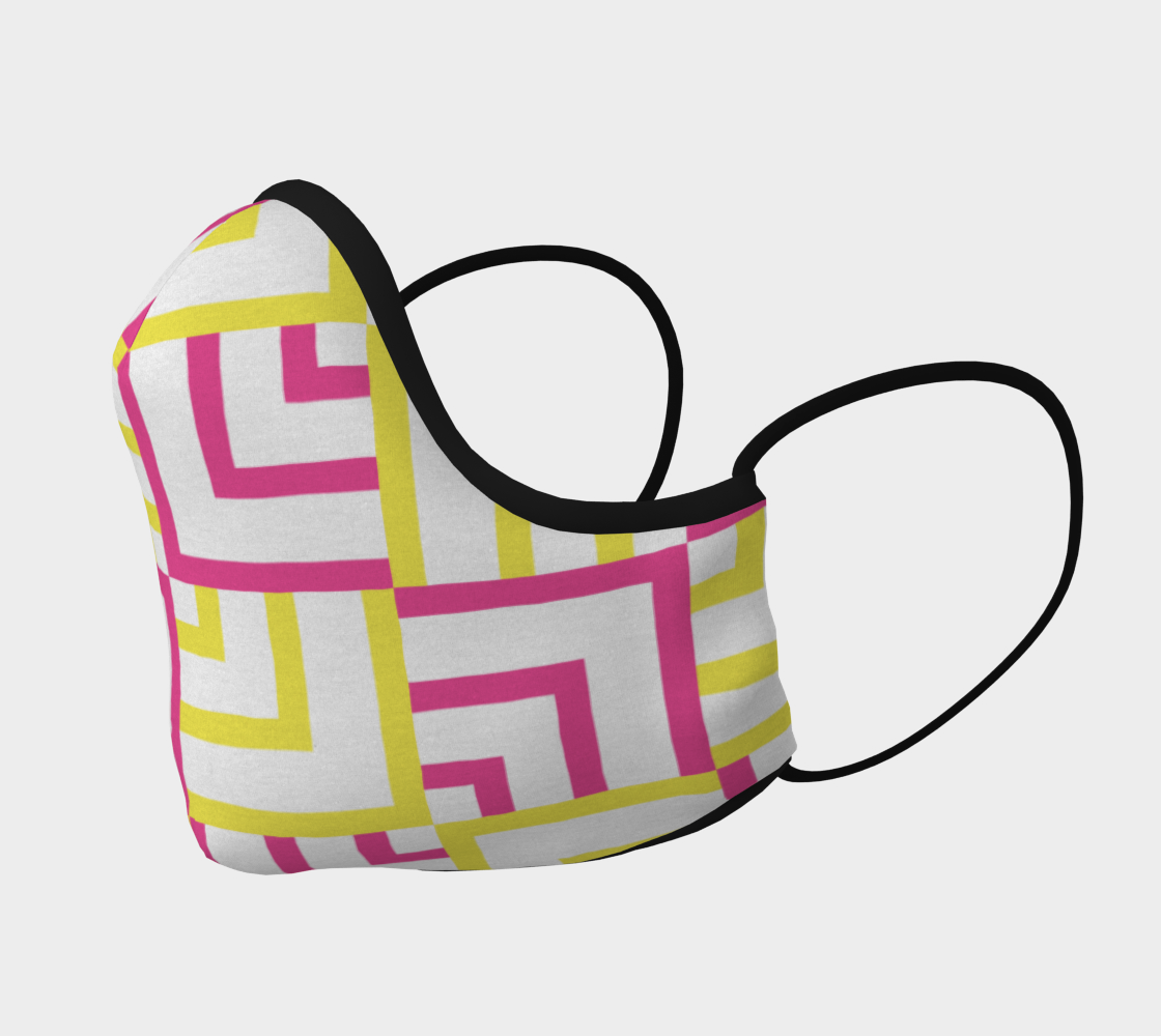 Pink and Yellow Squares Face Covering preview #2