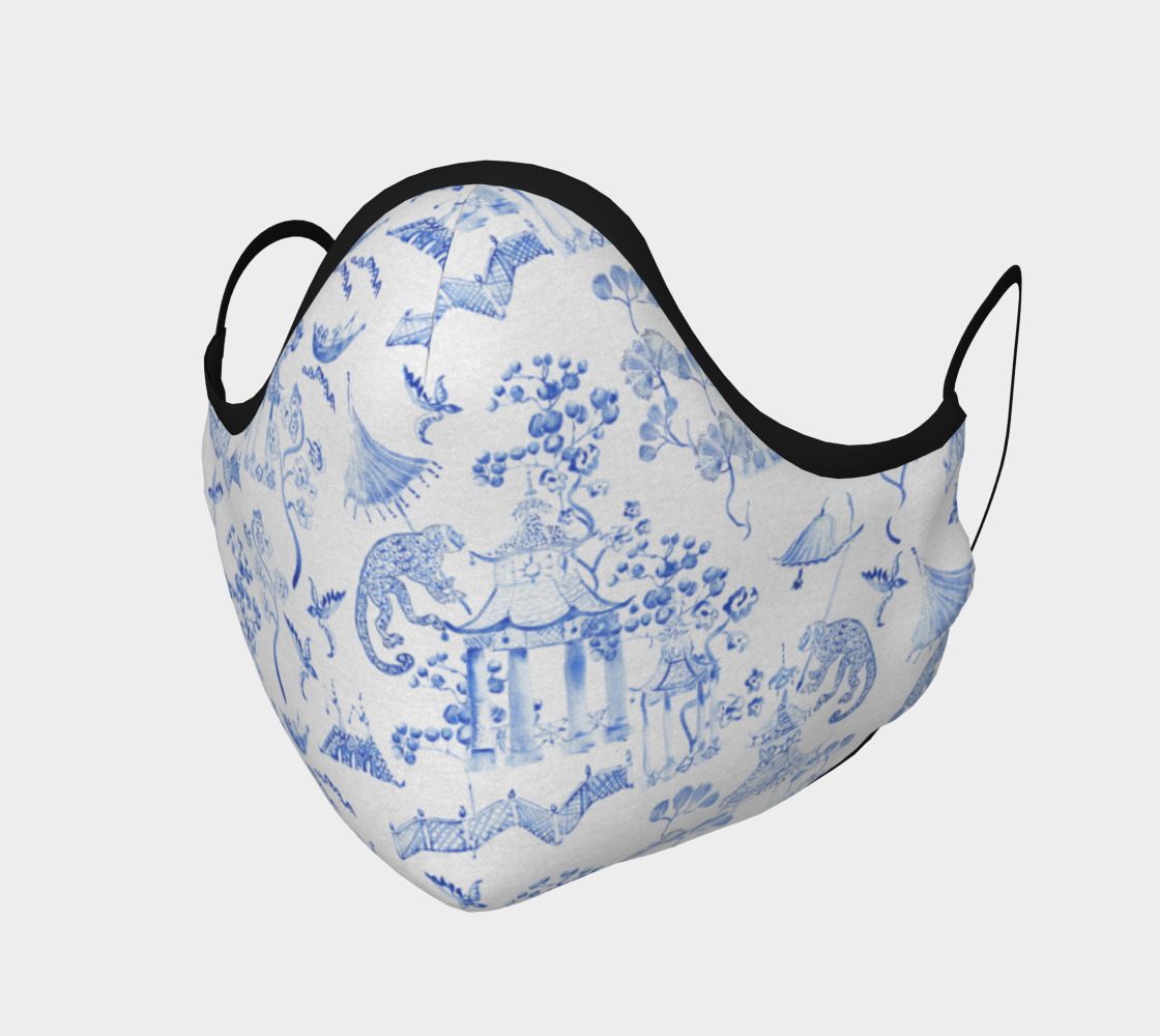 Chinoiserie Face Covering Mask - "Chinoiserie Hand Painted Watercolour" aperçu