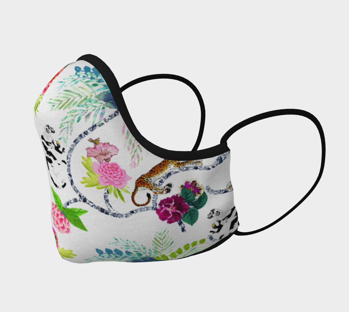 Aperçu de Chinoiserie Face Covering Mask - "Chinoiserie Frolic" | on White #2
