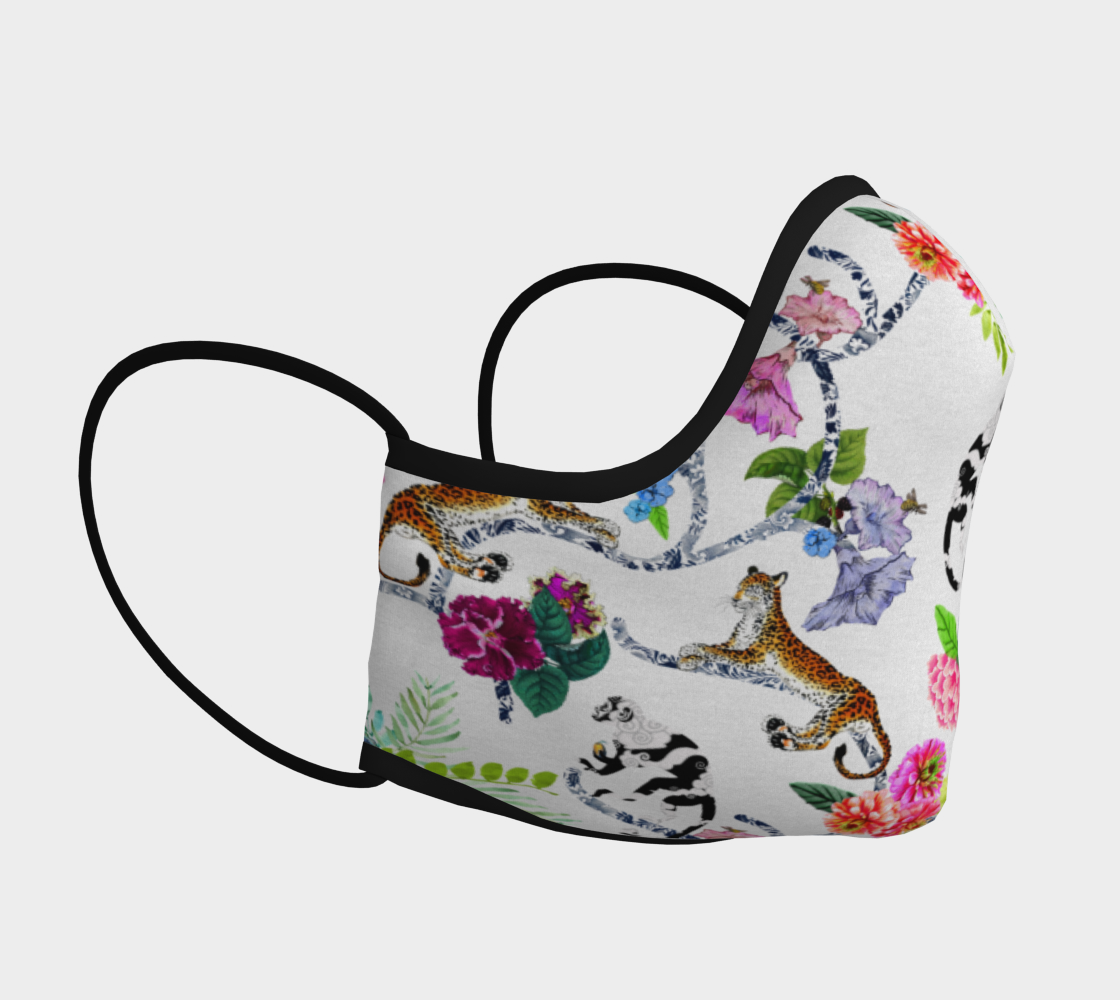 Chinoiserie Face Covering Mask - "Chinoiserie Frolic" | on White Miniature #4