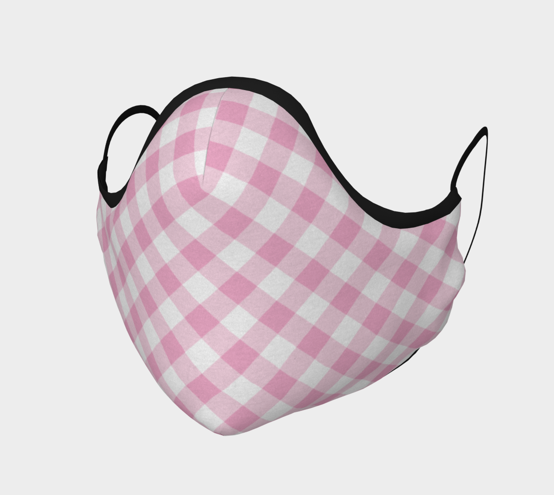Pink Gingham Cotton Face Mask with Nose Piece Filter Pocket Multiple Sizes aperçu
