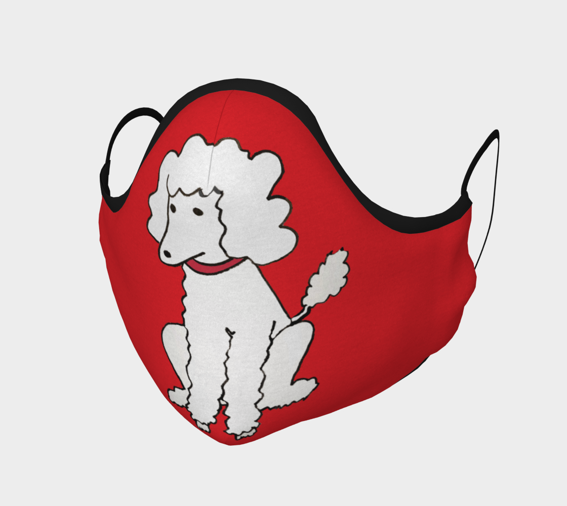 FACE MASK - white poodle with red collar preview