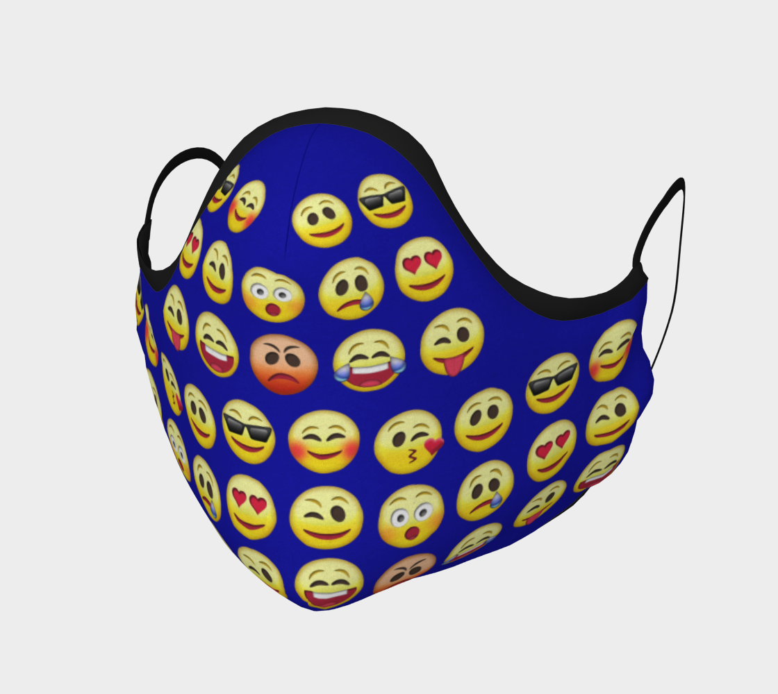 Aperçu de Face Mask Emoji Faces Royal Blue, AOWSGD