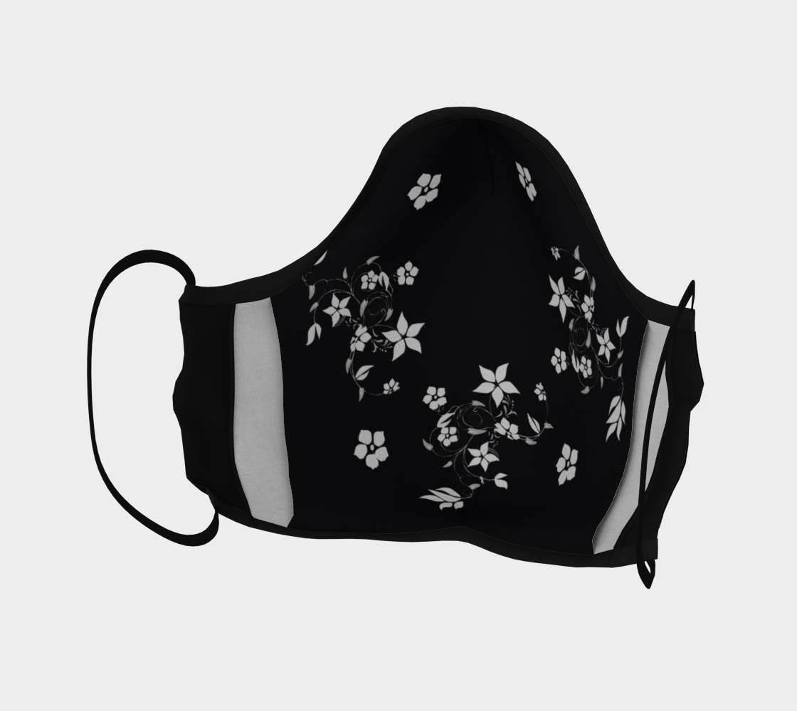 Face Mask White Flowers on Black, AOWSGD preview #4