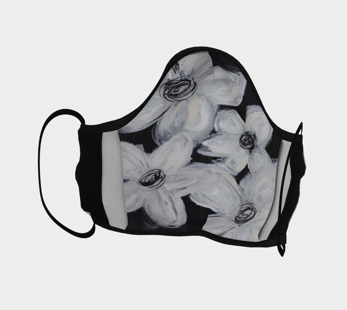 BLACK & WHITE FLORAL2 FACE COVERING preview #4