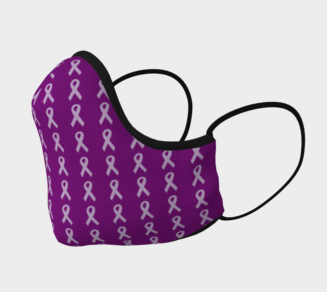 Aperçu de Light Purple Ribbons on Dark Purple Face Covering #2
