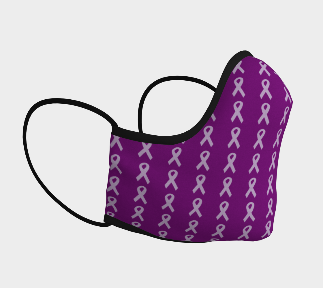 Aperçu de Light Purple Ribbons on Dark Purple Face Covering #3