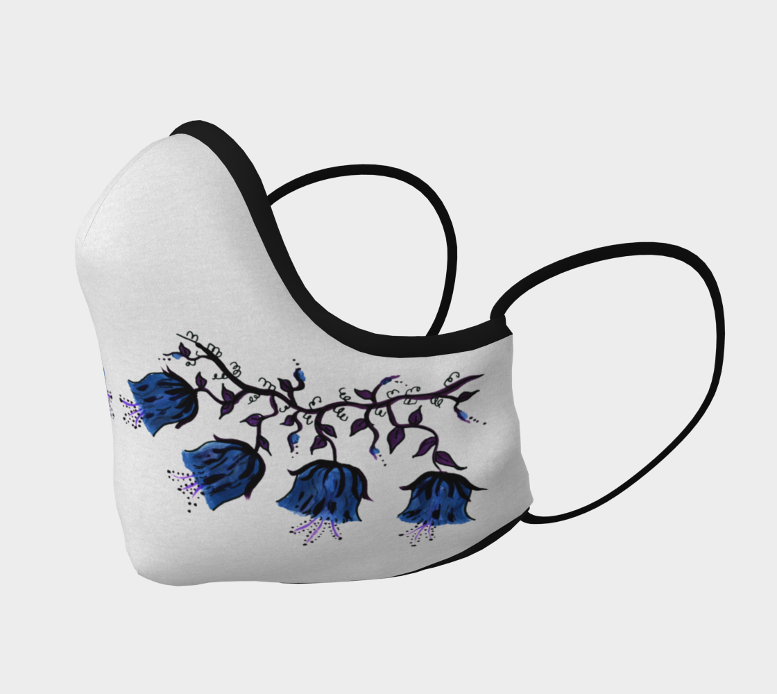 Face Mask Blue Canterbury Bells on Vine Flowers, AOWSGD preview #2