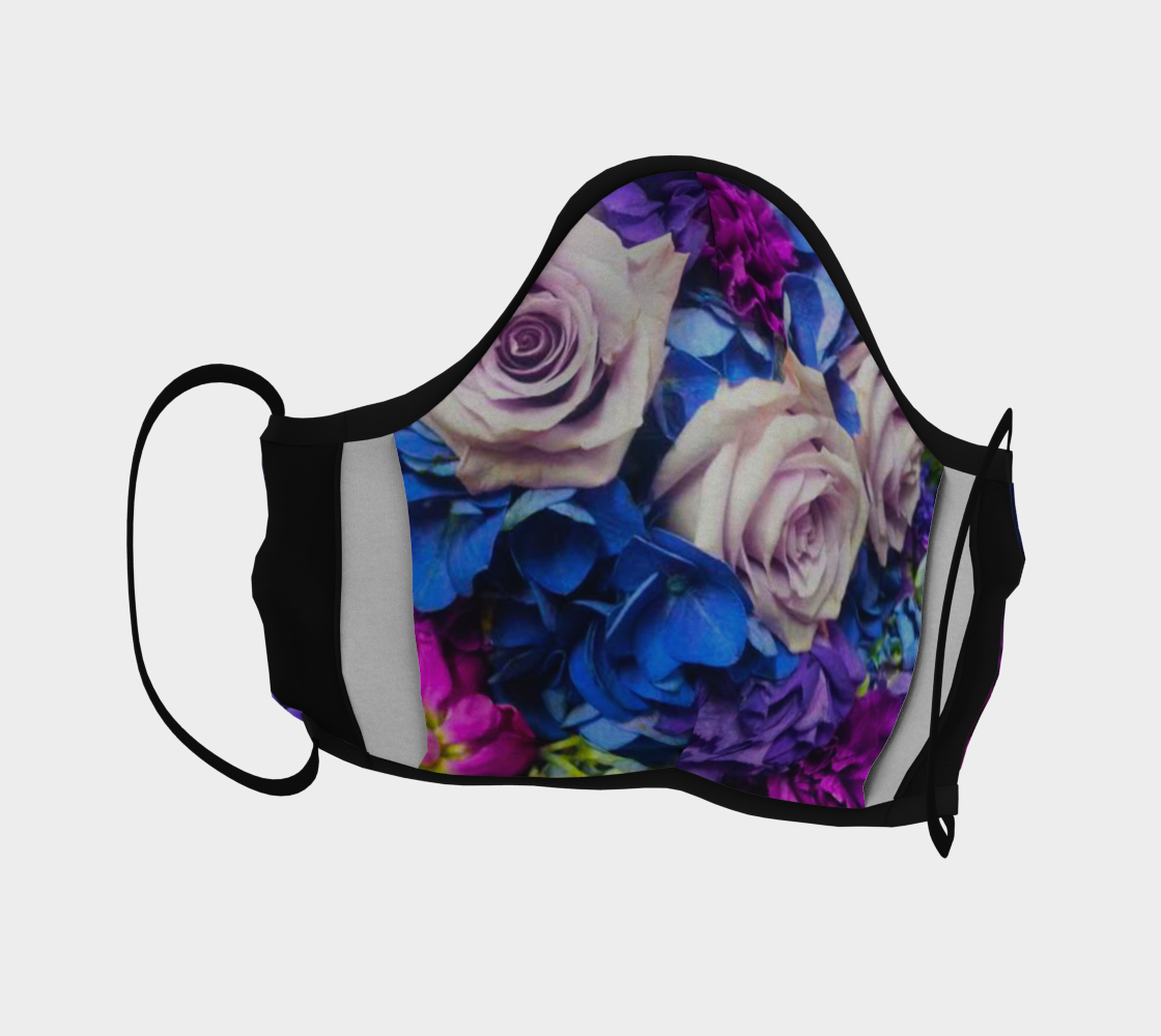Face Mask Rose Bouquet in Blues and Purples, AOWSDG thumbnail #5