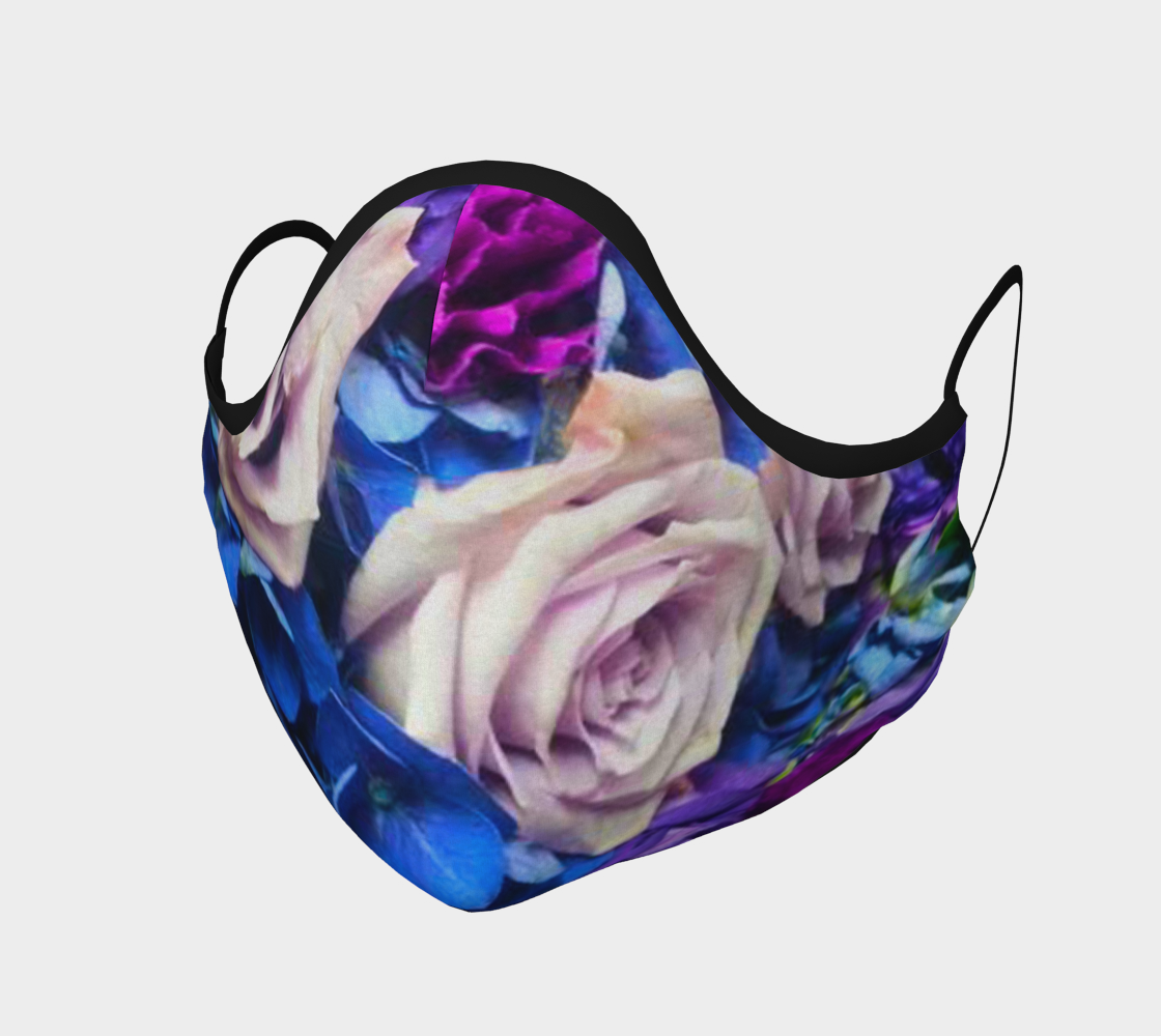 Face Mask Rose Bouquet in Blues and Purples, AOWSDG