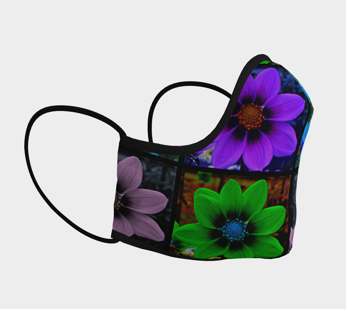 Face Mask Cosmos Flower Pattern in Blue, Purple, Green, Pink, AOWSGD thumbnail #4
