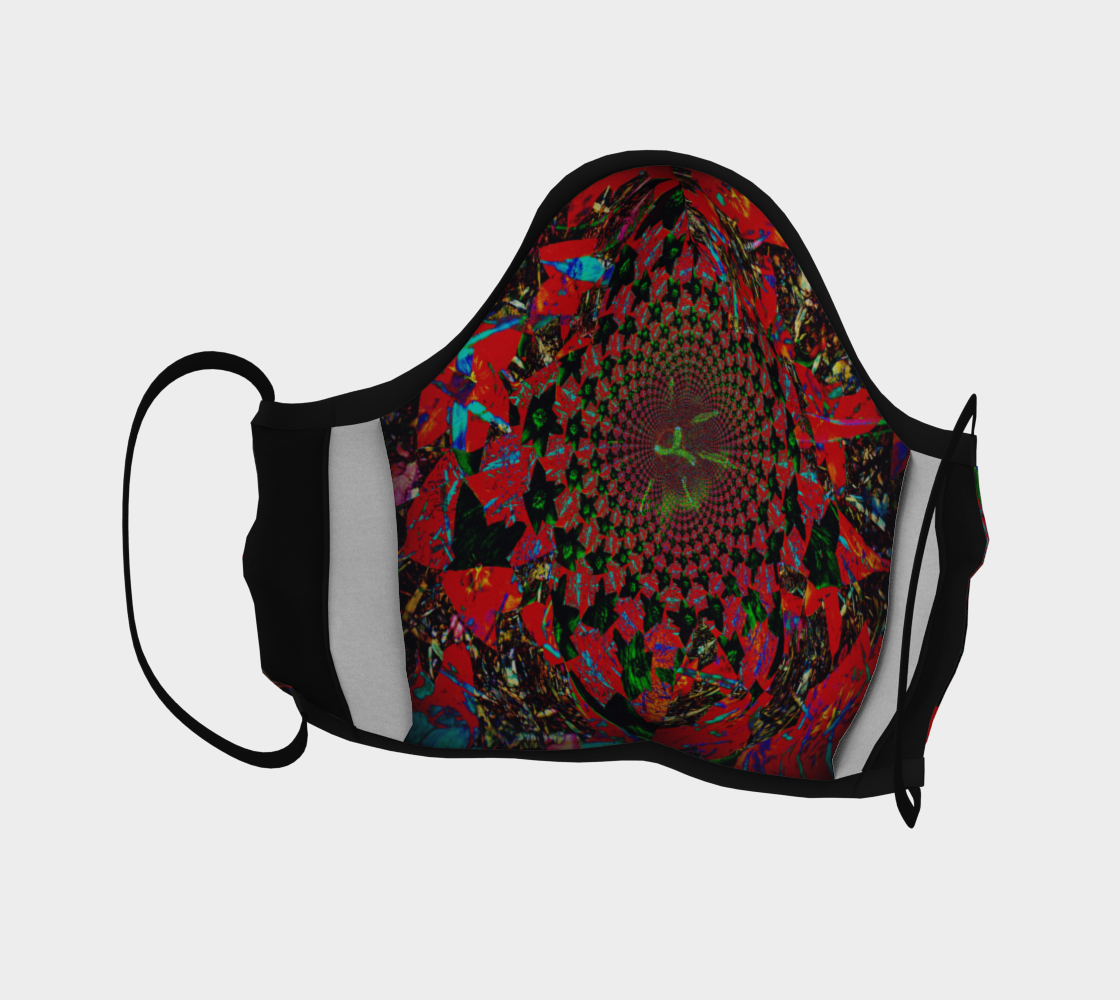 Face Mask Red Flower Fractal and Kaleidoscope Art, AOWSDG  thumbnail #5