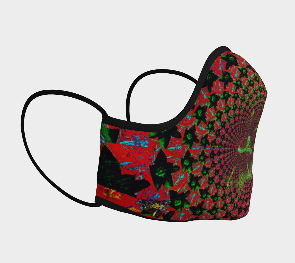 Face Mask Red Flower Fractal and Kaleidoscope Art, AOWSDG  preview #3