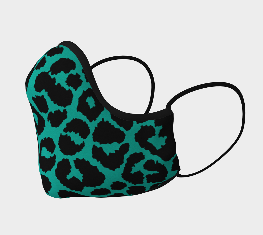 Teal Cheetah Print Protective Face Mask by VCD © preview #2