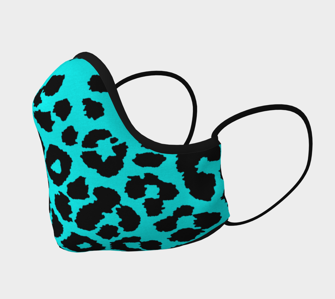 Blue Cheetah Print Protective Face Mask by VCD © preview #2