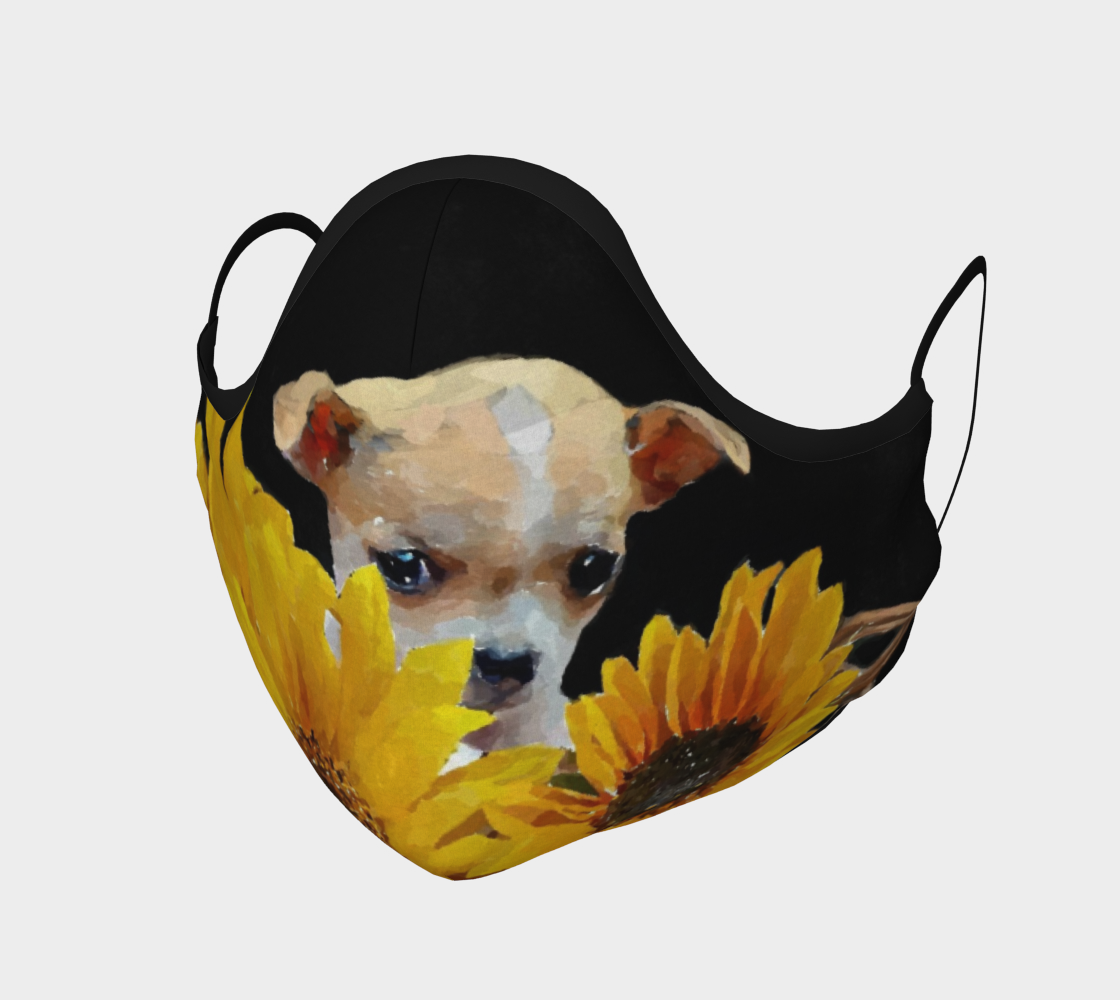Chihuahua puppy in sunflowers face mask preview
