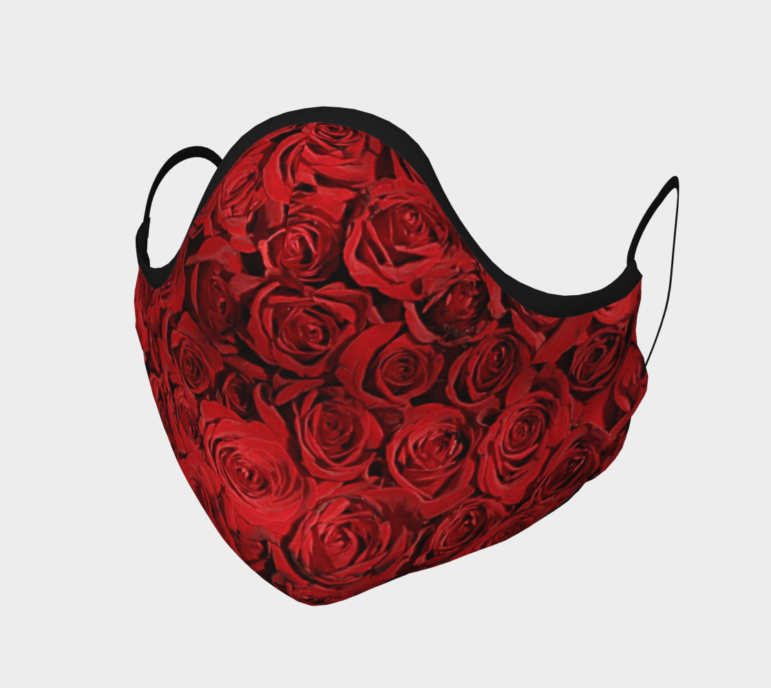 Face Mask Red Rose Pattern, AOWSGD