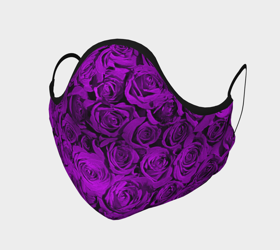 Face Mask Purple Rose Pattern, AOWSGD