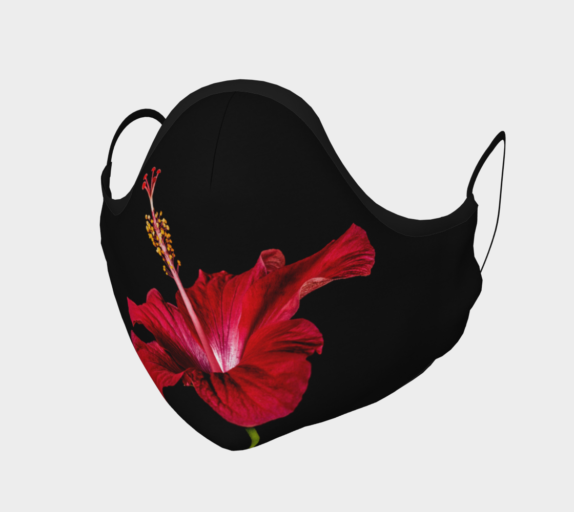 Face Mask Red Hibiscus Flower Side View, AOWSGD 3D preview