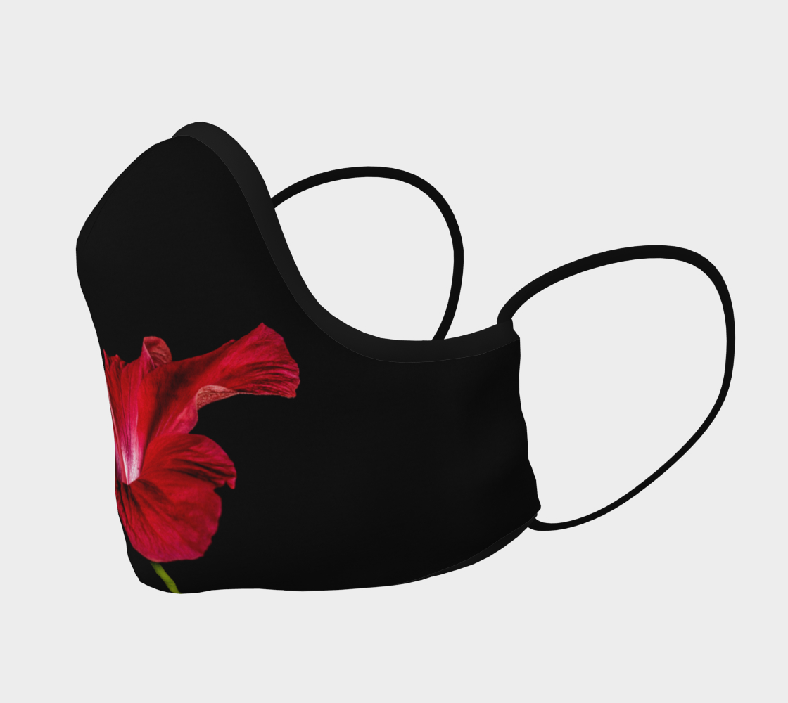 Face Mask Red Hibiscus Flower Side View, AOWSGD preview #2