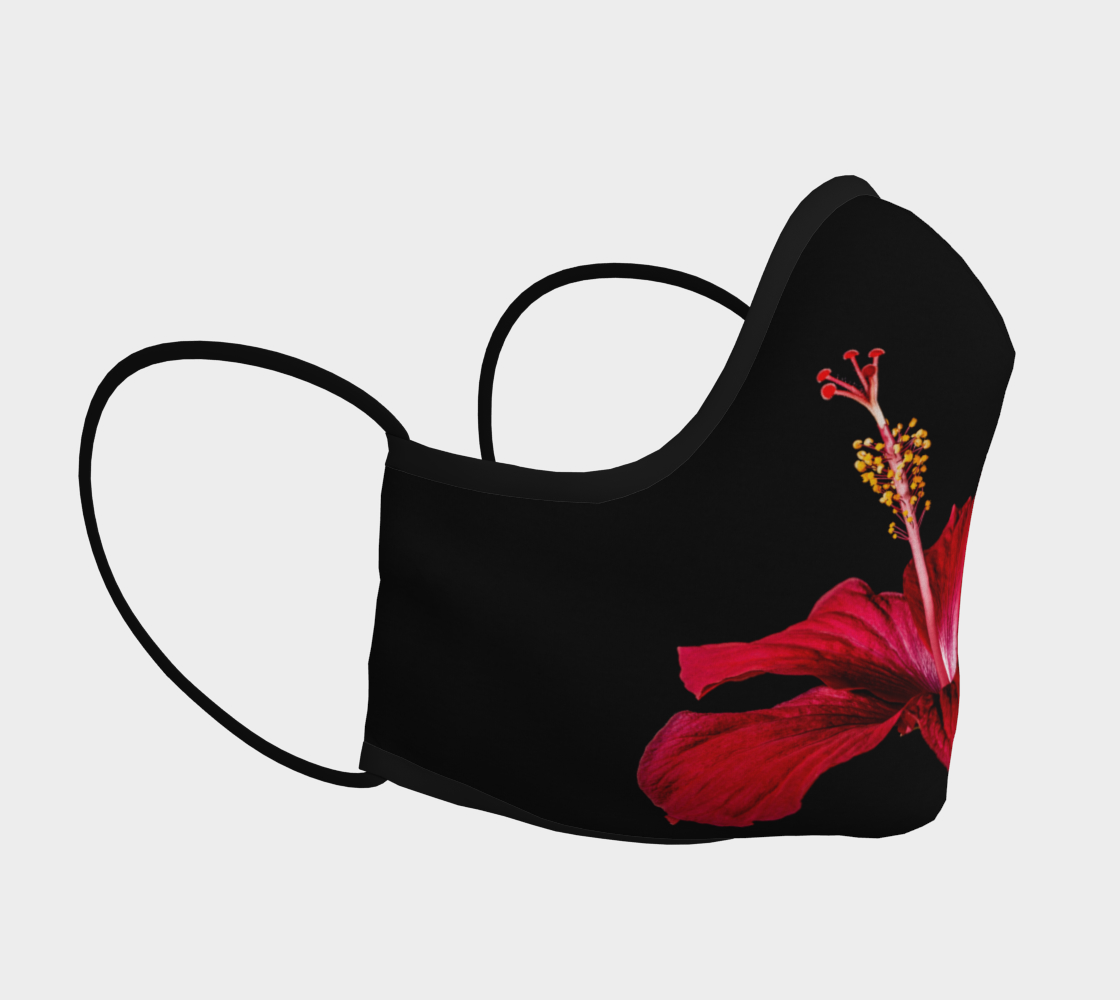 Face Mask Red Hibiscus Flower Side View, AOWSGD preview #3