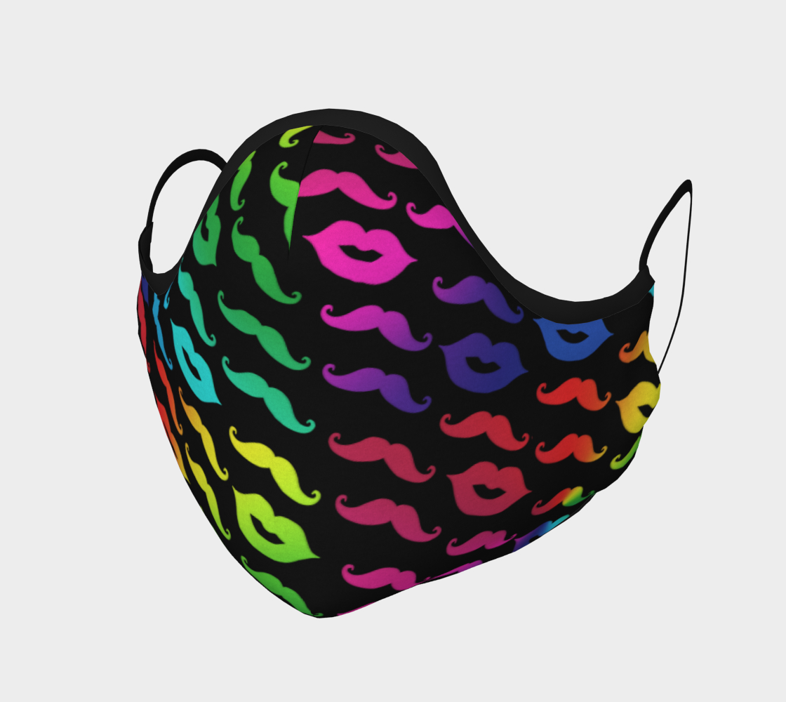 Aperçu de Face Mask Multicolored Lips & Mustaches on Black,  AOWSGD 