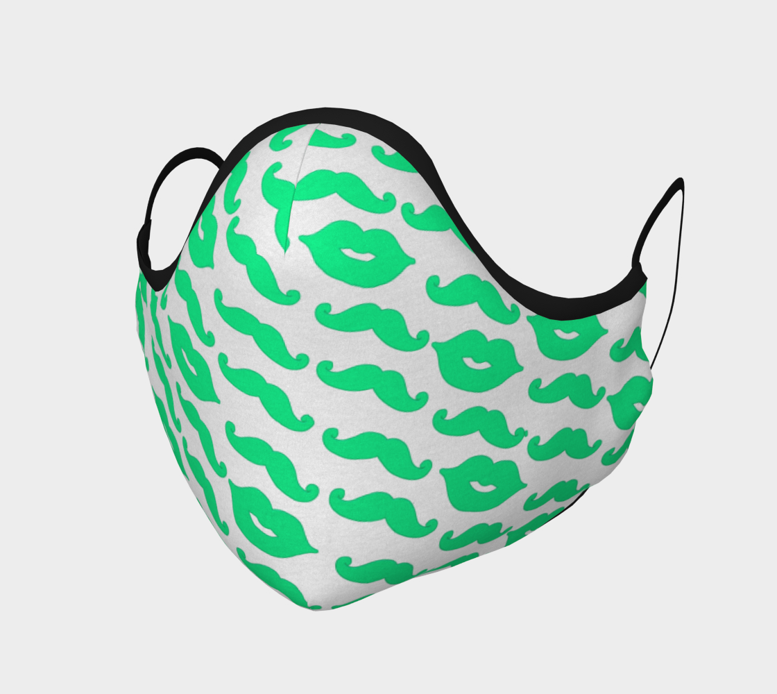 Aperçu de Face Mask Mint Green Lips & Mustaches, AOWSGD