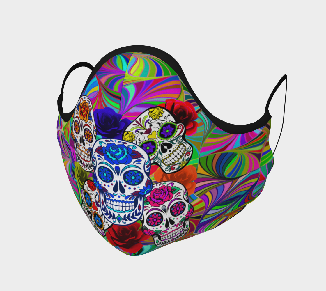 Aperçu de Face Mask Sugar Skulls Circular Colorful Geometric Abstract, AOWSGD