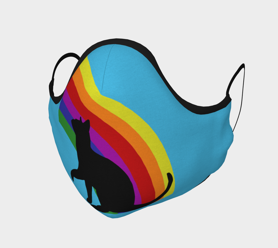 Face Mask Black Cat Silhouette & Rainbow, AOWSD preview