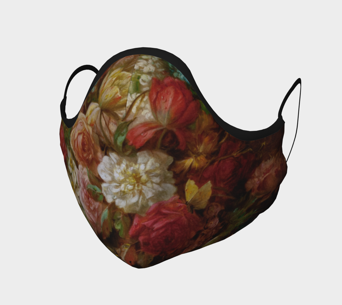 Bouquet Of Flowers With Butterflies by Hans Zatzka Face Mask preview