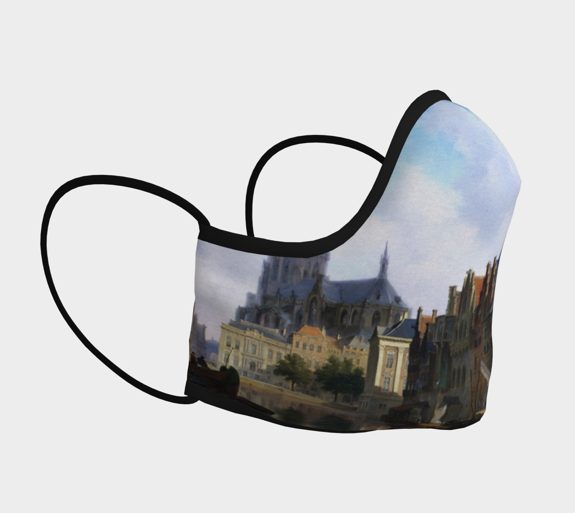 Fantasy Cityscape With The Mauritshuis by Bartholomeus van Hove Face Mask thumbnail #4