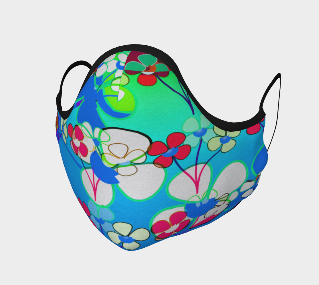 Aperçu de Abstract Colorful Flower Blue Background Art Face Mask, AWSD 